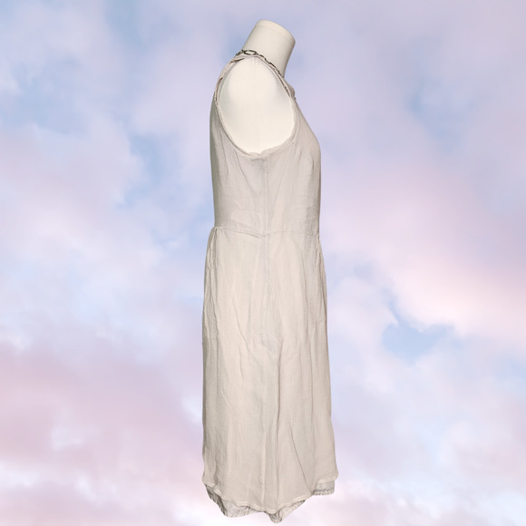 Burberry London Off White Taupe Gauze Light Midi Tank Button Up  Summer Dress XS - Picture 4 of 9